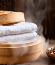 	 竹蒸笼内毛巾与中药材特写12716#横屏 