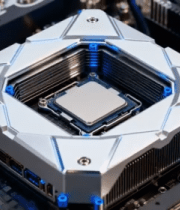 	 主板上的芯片与散热器特写2445#横屏 