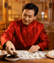 男子新春时节包传统饺子7766#横屏 