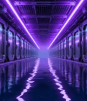 紫色霓虹灯光科幻隧道场景5693#横屏 