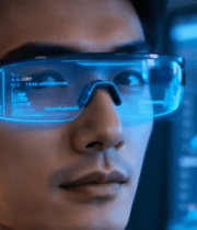 男子佩戴智能眼镜查看数据(1)3913#横屏 