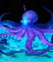 紫色发光章鱼海洋素材233#横屏 