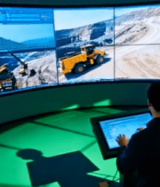 男子操控屏幕监控矿山作业13467#横屏 