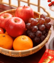 中式桌上的水果与新年装饰9880#横屏 