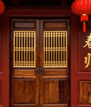 中式建筑大门及春节装饰素材12781#横屏 