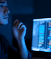 男性程序员专注看电脑屏幕3728#横屏 