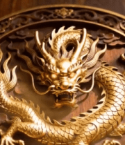 中式木雕金龙装饰特写11181#横屏 
