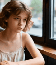 男女在咖啡馆对坐交流11160#横屏 