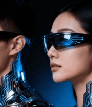 	 男女佩戴科技感眼镜造型7885#横屏 