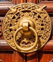 	 中式木门铜质门环特写26#横屏 