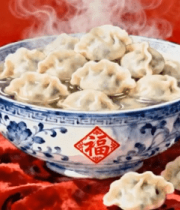 	 中式福字碗装热气腾腾饺子4040#横屏 