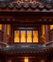 中式古建筑挂红灯笼场景2597#横屏 