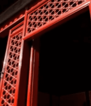 中式古建筑红色镂空门窗 ()2909#横屏 