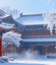 中式古建筑雪景全景(1)7700#横屏 