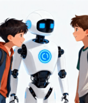 男孩与机器人互动场景(2)7417#横屏 