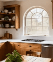 木质乡村风格厨房内景2219#横屏 