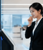 职场女性操作自助设备12401#横屏 