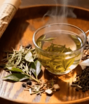 木盘上的茶饮与茶叶素材10339#横屏 