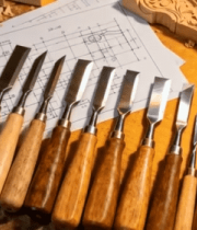 木工雕刻工具摆放特写1724#横屏 