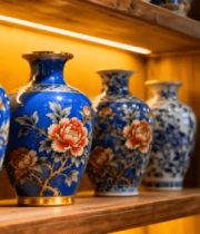 木架上的精美陶瓷花瓶8041#横屏 