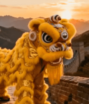 长城上的舞狮造型7043#横屏 