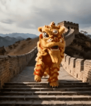 长城上的舞狮表演(1)5758#横屏 