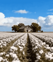 棉花田中的农舍与自然风光10750#横屏 