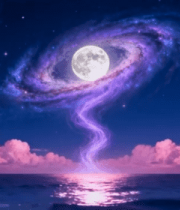 梦幻星空下的海洋与星云场景2921#横屏 