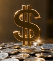 美元符号置于硬币堆上素材14141#横屏 
