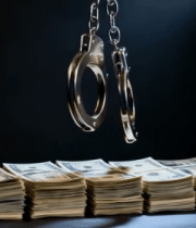 美元钞票与悬置手铐2979#横屏 