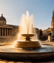 伦敦广场喷泉与建筑景观14671#横屏 