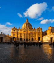 罗马教堂前广场游客景象5990#横屏 