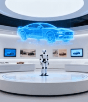 展厅内机器人与汽车全息投影5567#横屏 