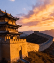 长城日落景观1387#横屏 