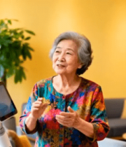 老人与机器人互动交流场景14458#横屏 