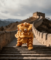 长城上的舞狮表演(1)5758#横屏 