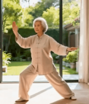 老人室内练太极拳场景8920#横屏 