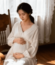 孕妇坐摇椅抚摸腹部3036#横屏 