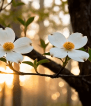 	 林间盛开的白色花朵(1)14397#横屏 