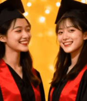 两位毕业生合影留念9335#横屏 