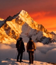 两人在雪山观景2704#横屏 