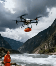 	 金沙江峡谷无人机吊运救援物资11663#横屏 