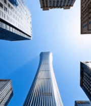 仰视拍摄城市高楼建筑群6402#横屏 