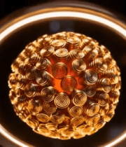 金色立体螺旋球体特效素材12982#横屏 