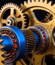 金色齿轮与轴承特写287#横屏 