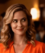 金发女子在活动现场微笑9128#横屏 