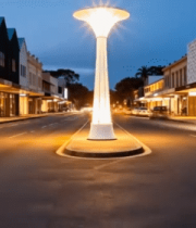 街道夜景中独特造型路灯2420#横屏 