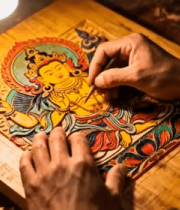 匠人手工雕刻彩色木雕1126#横屏 