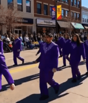 街道游行队伍行进画面1242#横屏 