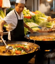 街头厨师烹饪美食画面13002#横屏 